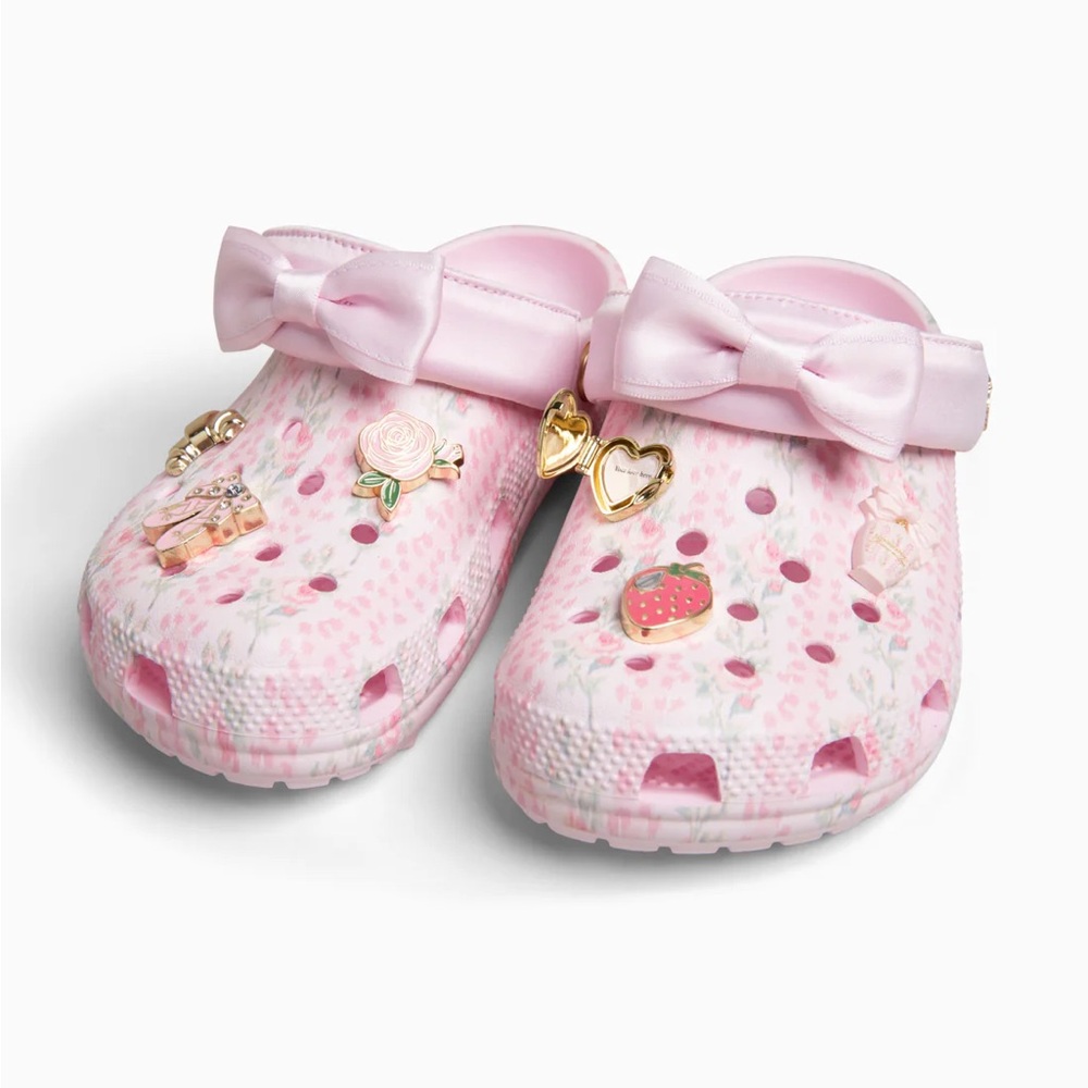 Kids' LoveShackFancy x Crocs Pink Floral Clog Shoes with Charms - Picture 2 of 8